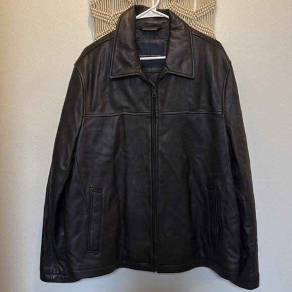 Tommy Hilfiger genuine leather jacket black XL - Picture 2 of 9